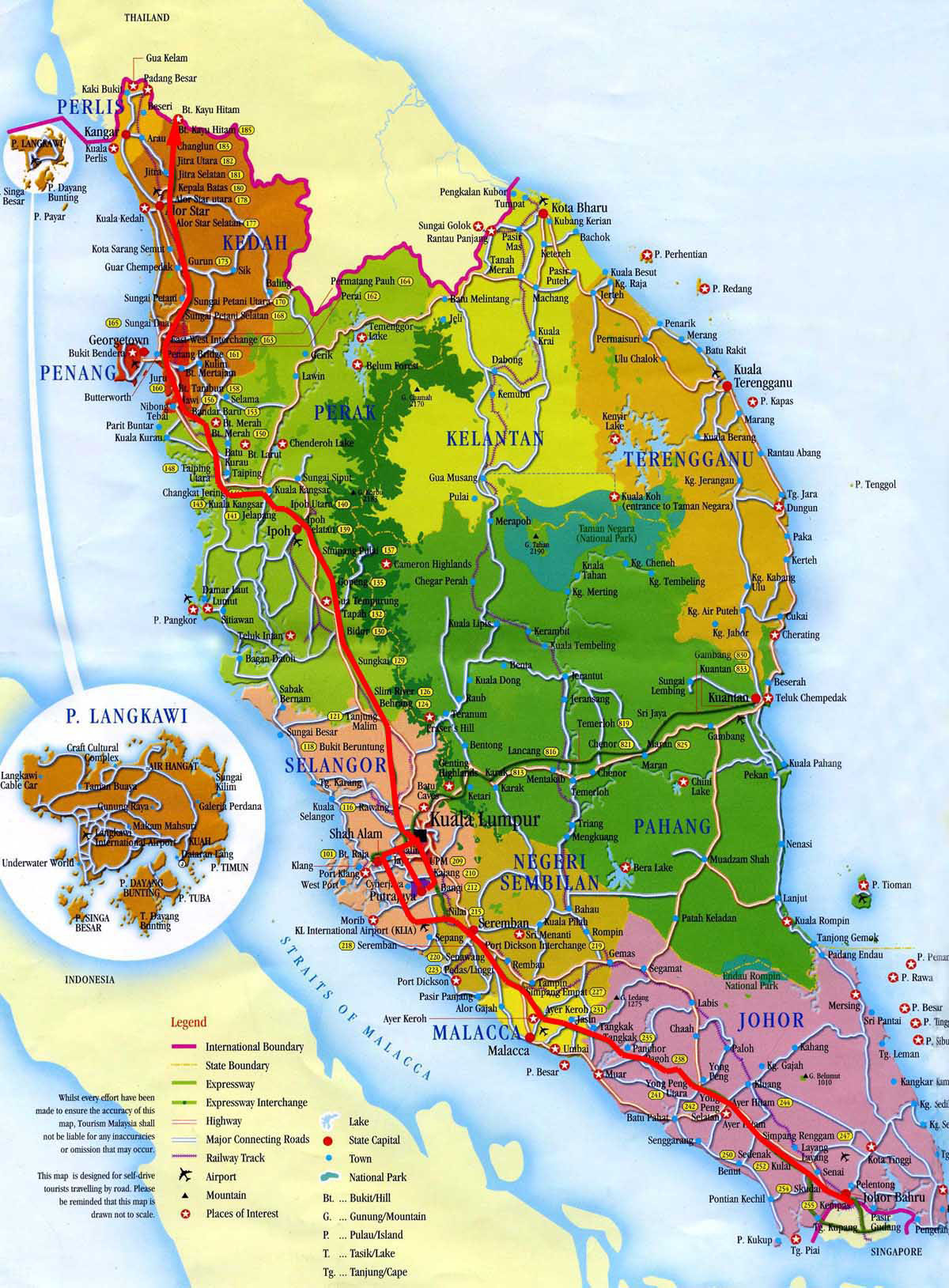 Detailed administrative map of West Malaysia. West Malaysia detailed