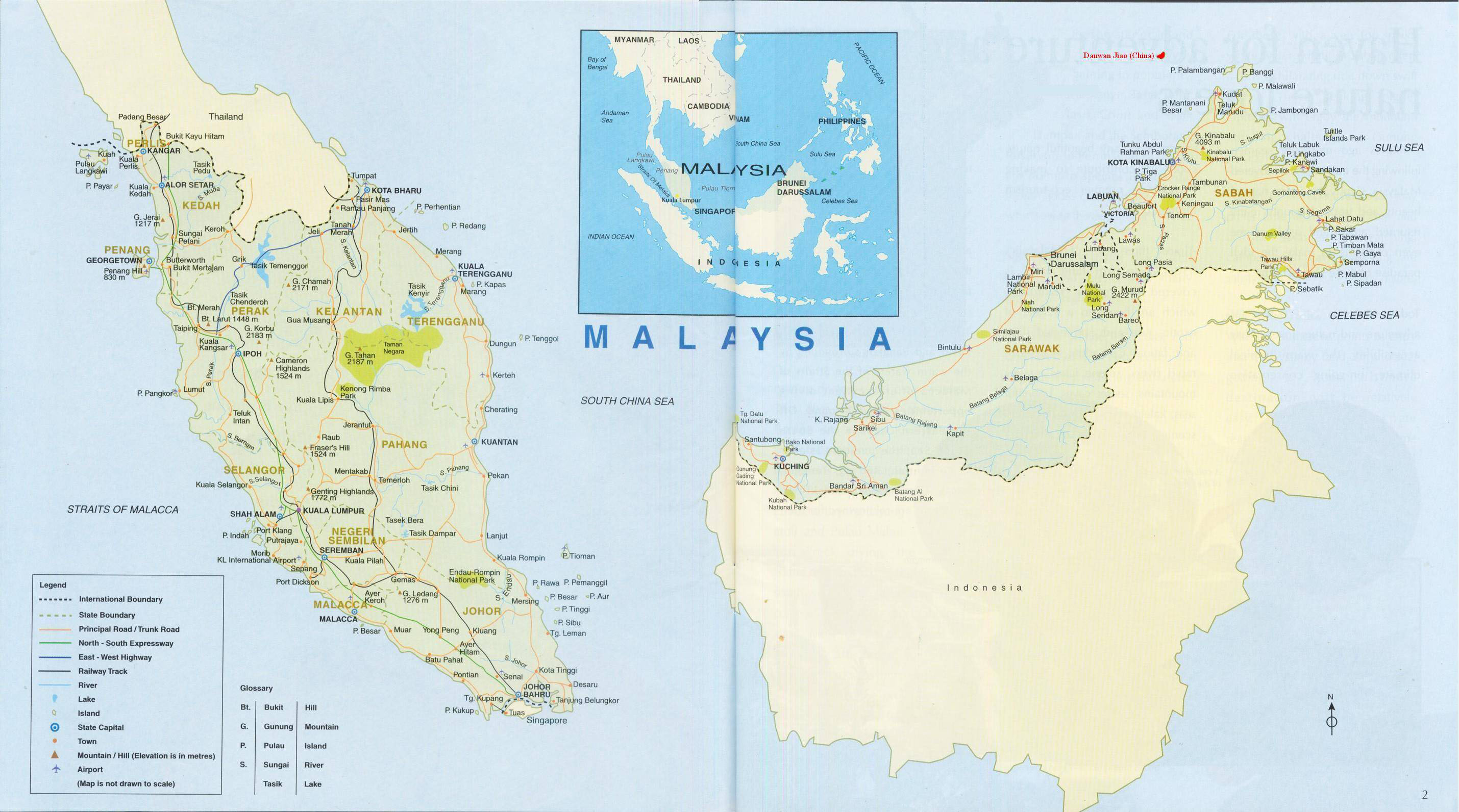 Large detailed road map of Malaysia. Malaysia large detailed road map