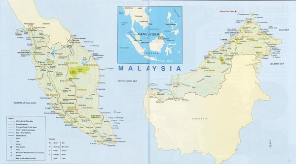 Large detailed road map of Malaysia. Malaysia large detailed road map.