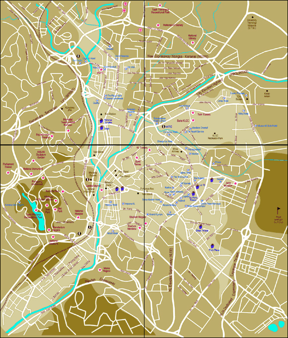 Road map of Kuala Lumpur city. Kuala Lumpur city road map.