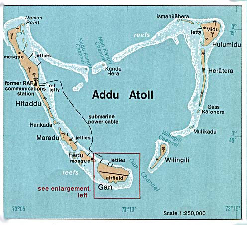 Detailed map of Addu Atoll. Addu Atoll detailed map.