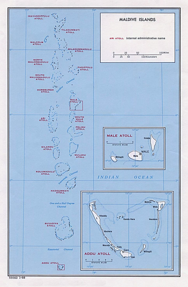 Detailed political map of Maldives. Maldives detailed political map.