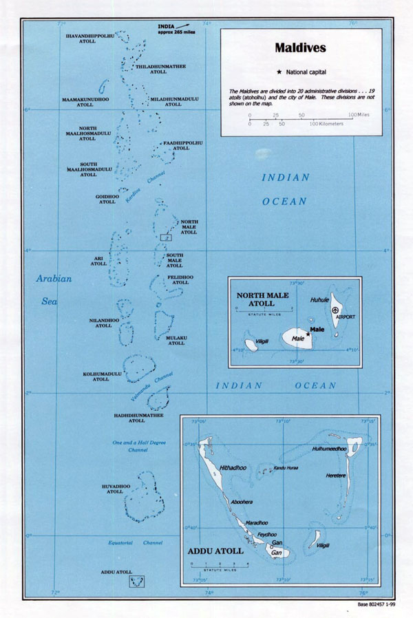 Full political map of Maldives. Maldives full political map.