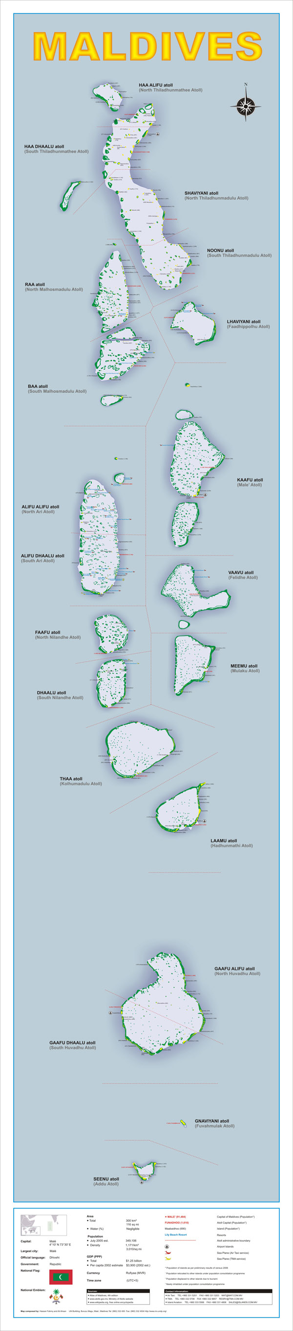 Large detailed administrative map of Maldives.