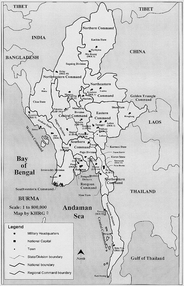 Detailed administrative map of Burma.