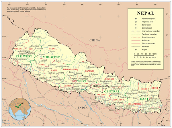 Large detailed political map of Nepal. Nepal large detailed political map.