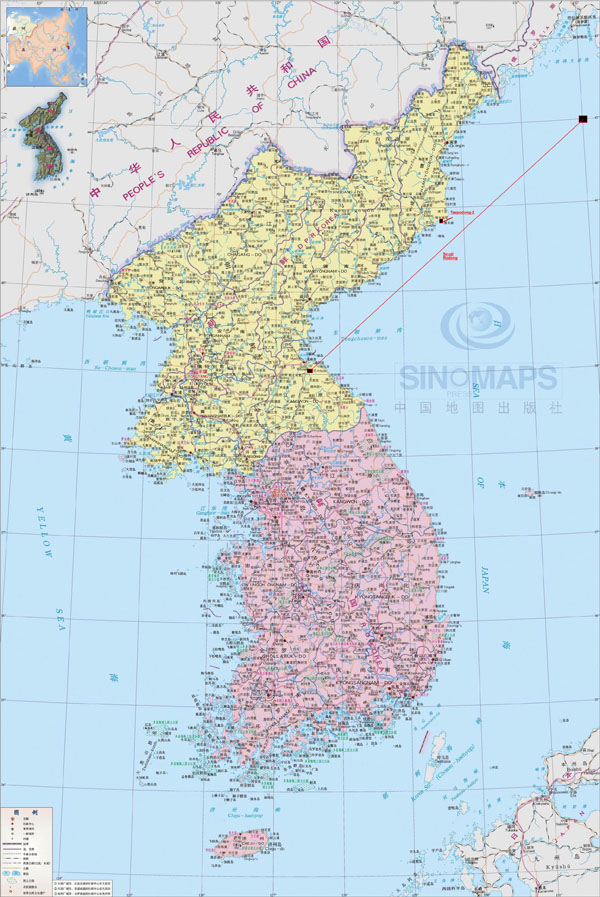 Large detailed political map of North Korea. North Korea large detailed political map.
