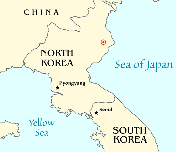 Map of North Korean nuclear test - 2006.