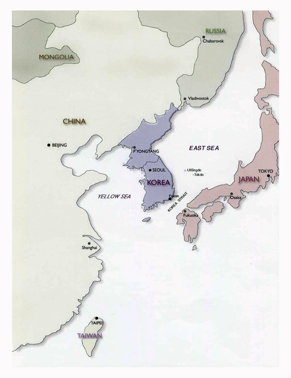 Political map of Korean Peninsula - 2001. Korean Peninsula political map - 2001.