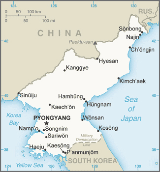Small map of North Korea. North Korea small map.