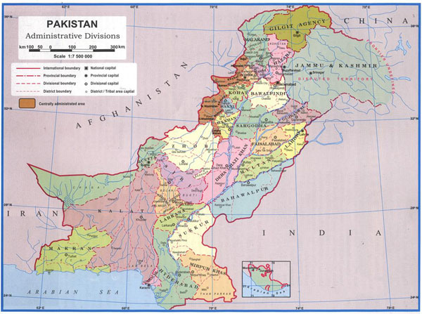 Detailed administrative map of Pakistan. Pakistan detailed administrative map.
