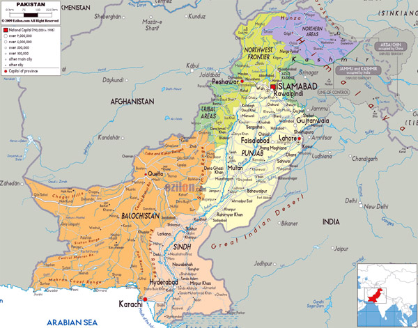 Large detailed road and administrative map of Pakistan.