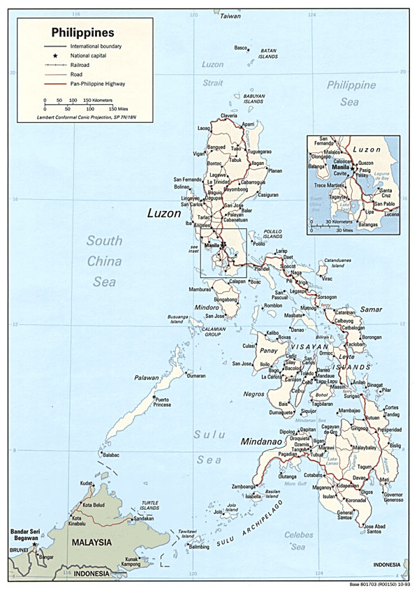 Large detailed political and road map of Philippines.