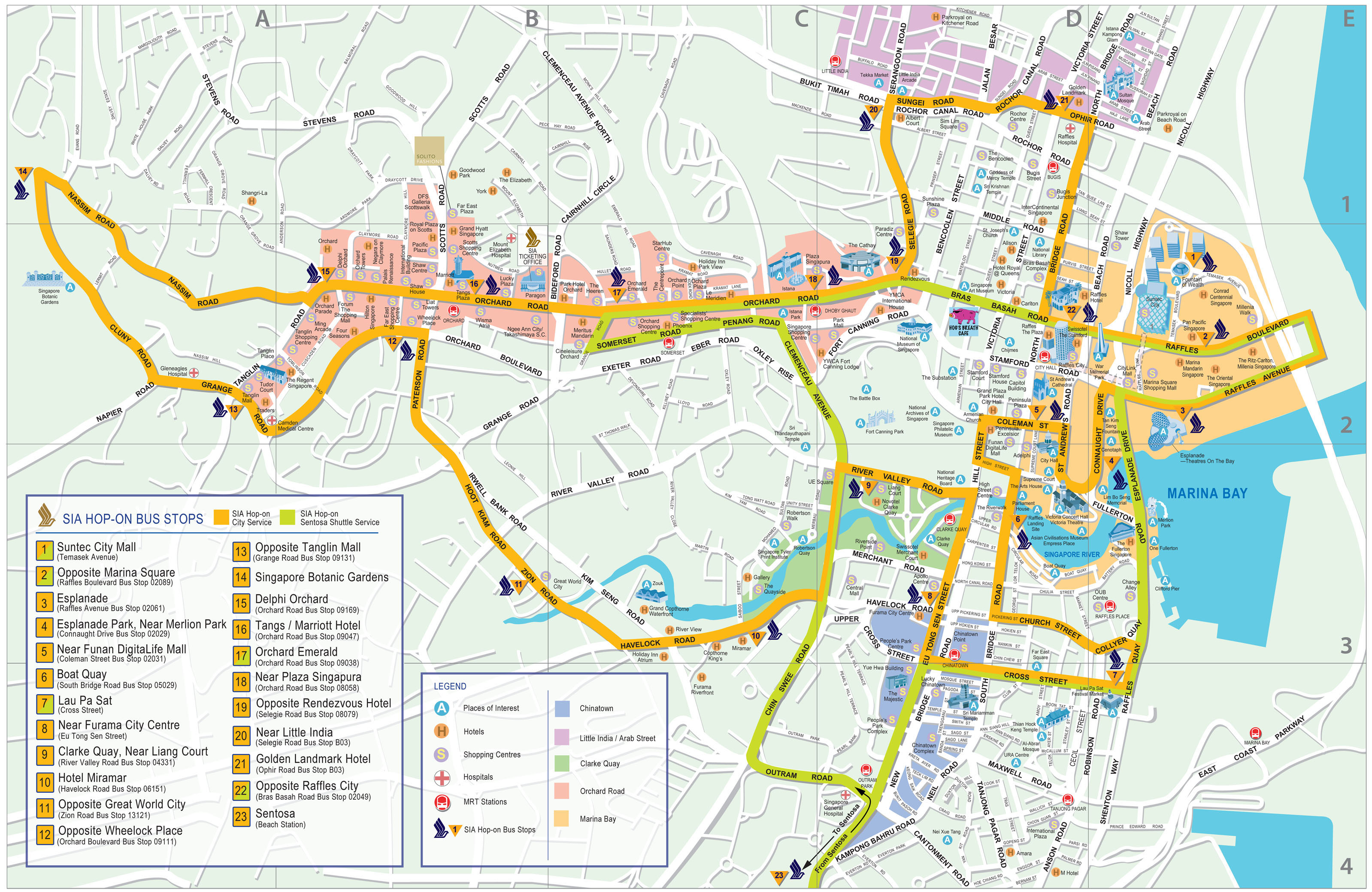 Detail Singapore Map for Tourists Guide | About Singapore City MRT