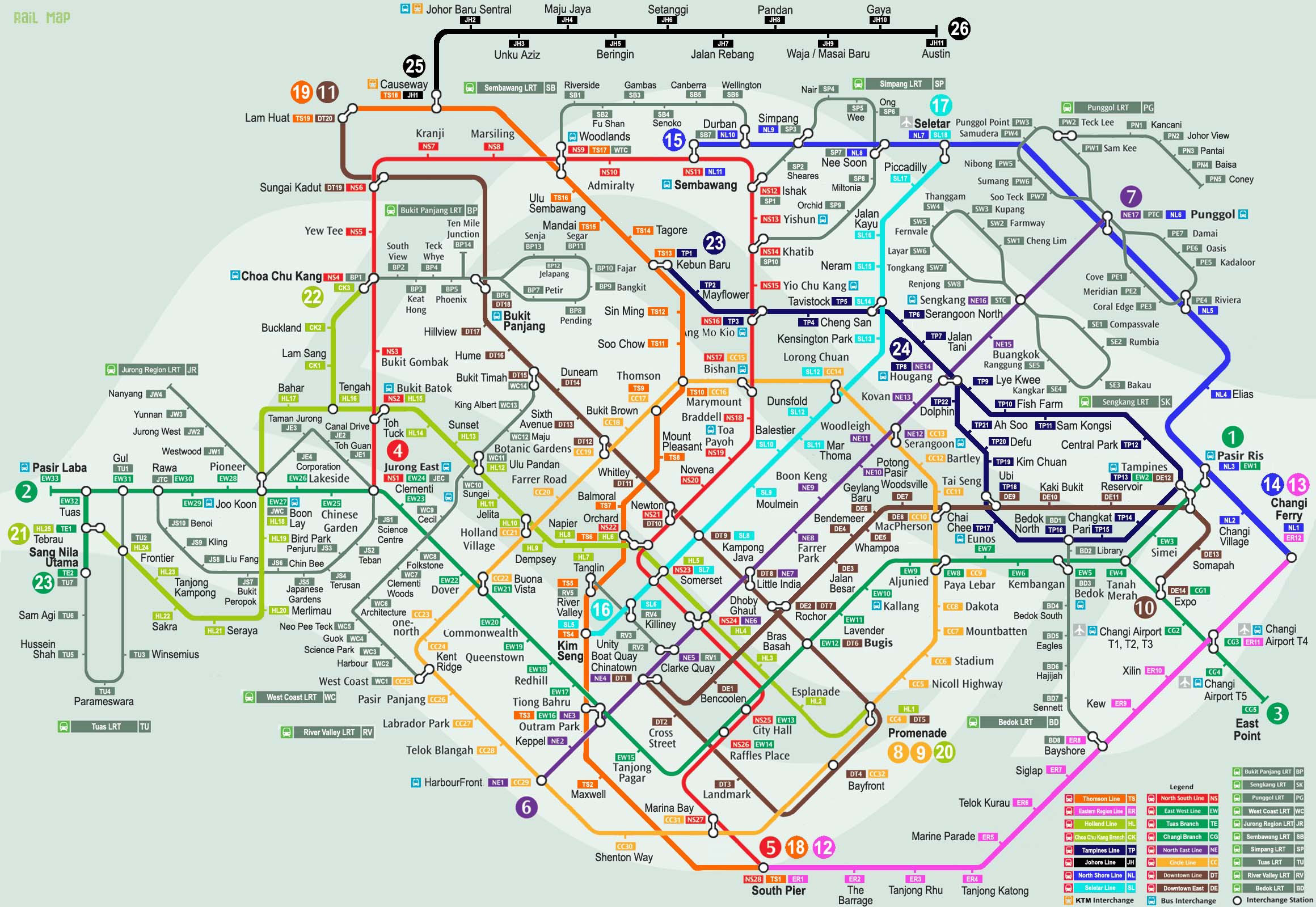 Large detailed subway map of Singapore city. Singapore city large