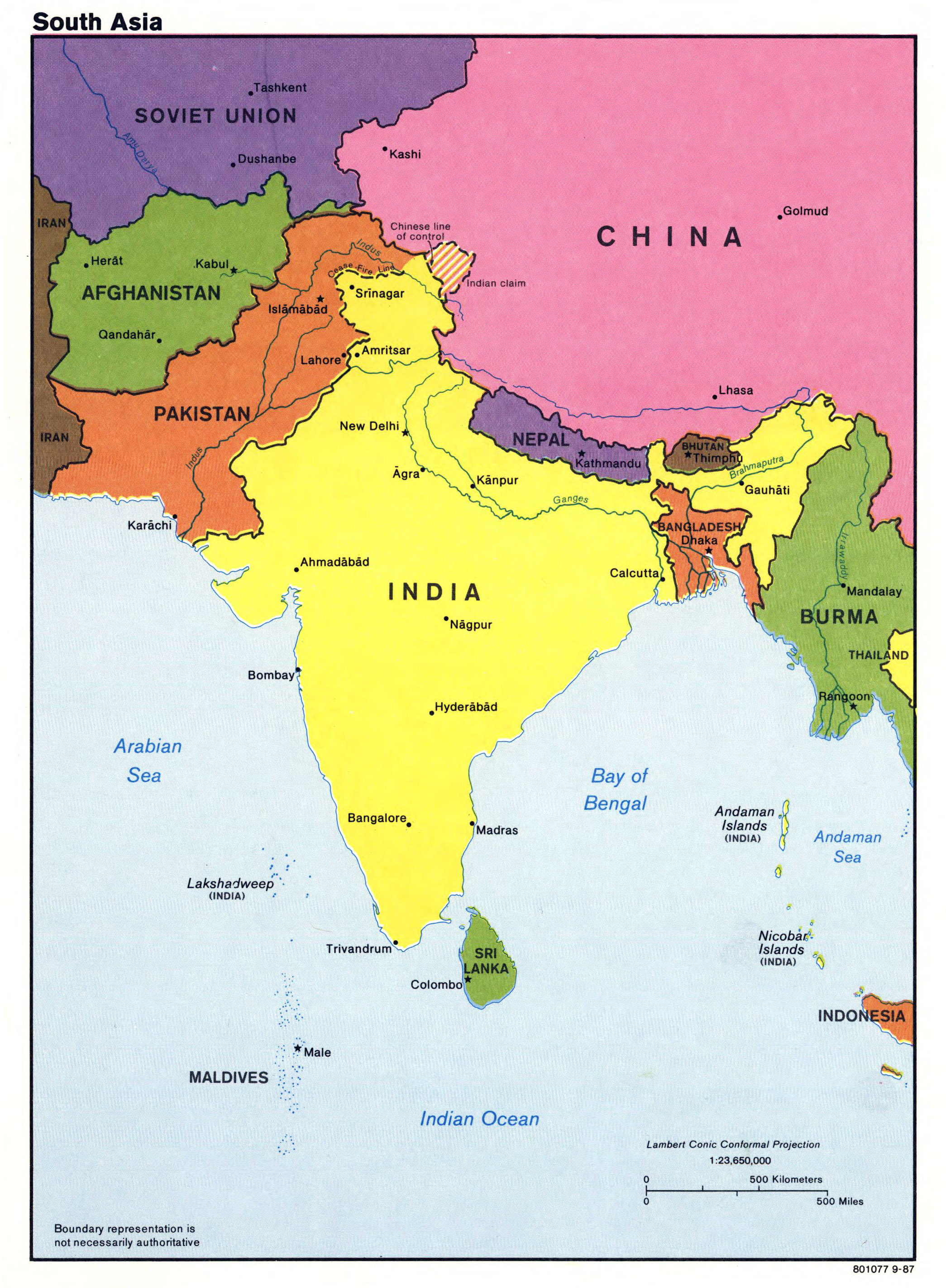 South Asia Countries Map 