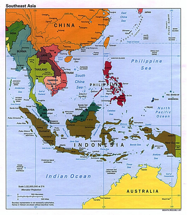 Detailed Political Map Of Southeast Asia With Capitals 1997 Maps Of All