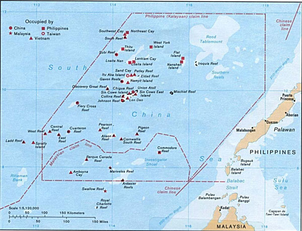 Detailed map of Spratly Islands. Spratly Islands detailed map.