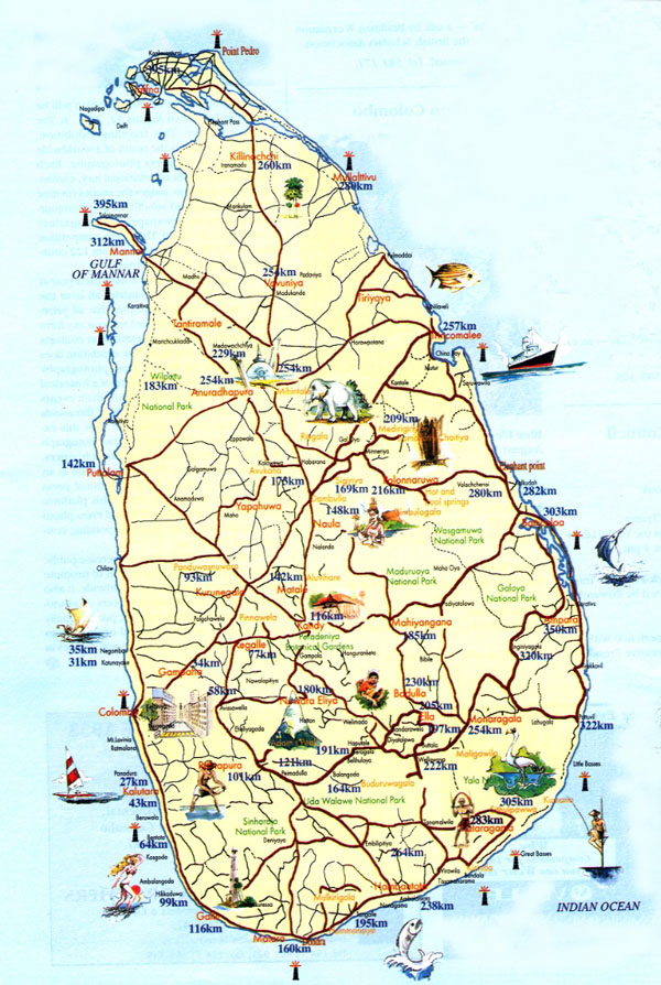 Detailed tourist map of Sri Lanka. Sri Lanka detailed tourist map.