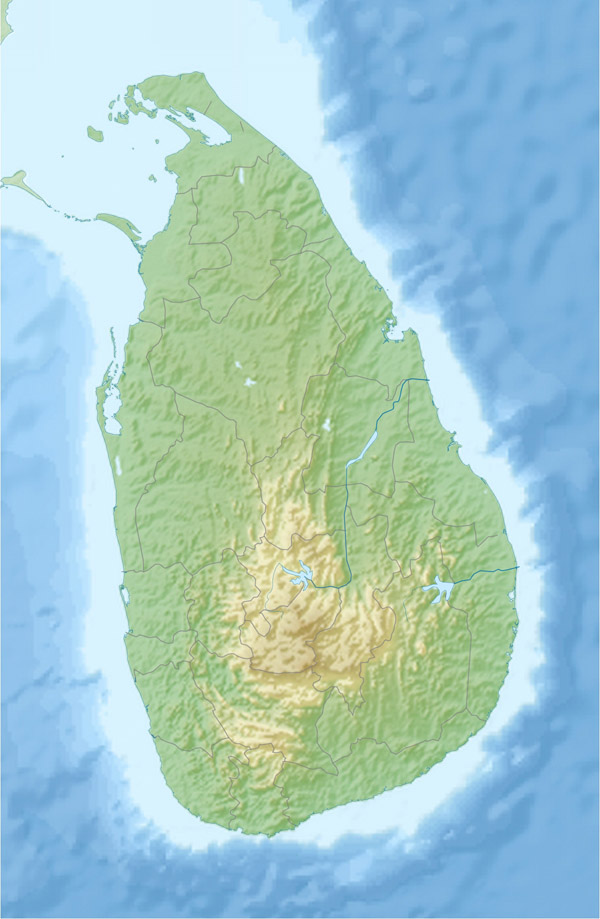 Large detailed relief map of Sri Lanka. Sri Lanka large detailed relief map.