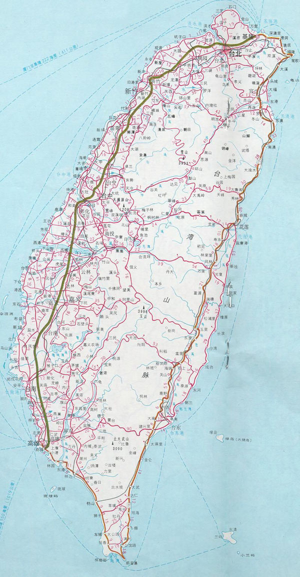 Detailed map of Taiwan. Taiwan detailed map.