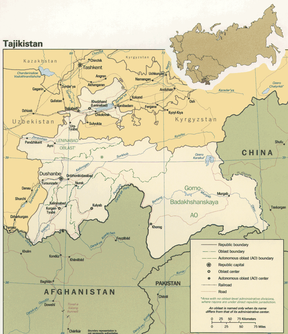 Large detailed political map of Tajikistan. Tajikistan large detailed