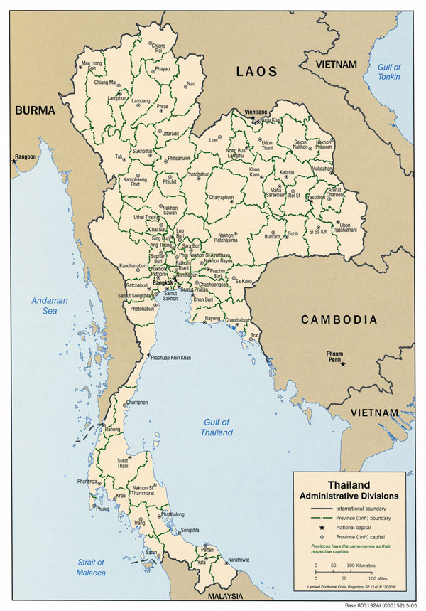 Large detailed administrative map of Thailand. Thailand large detailed administrative map.