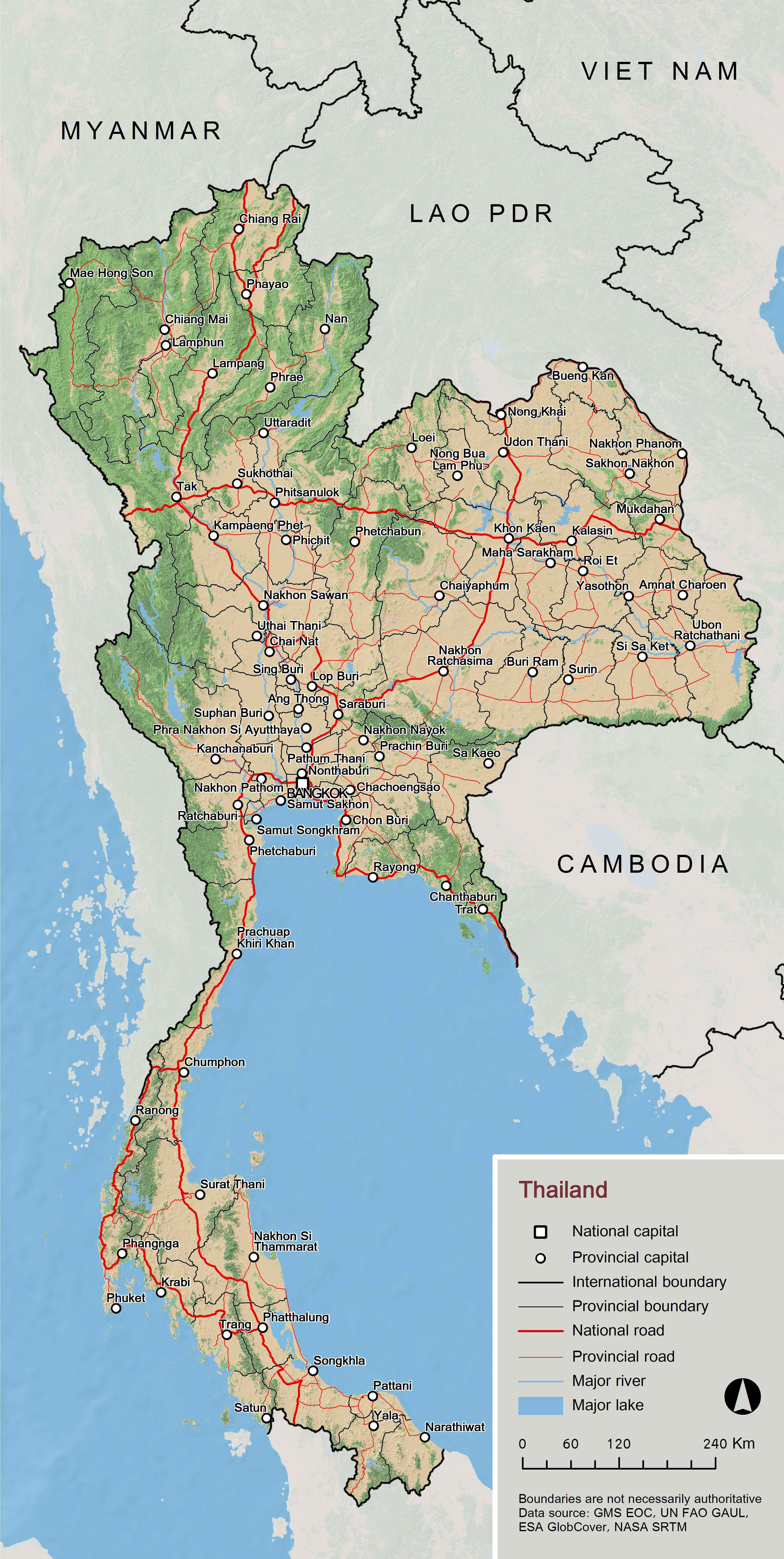 Large scale detailed overview map of Thailand | Vidiani.com | Maps of