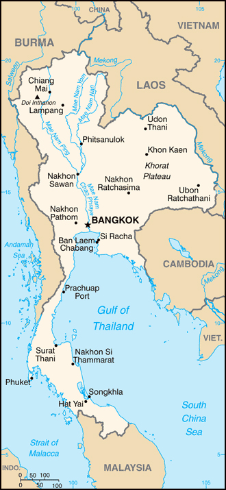 Small map of Thailand. Thailand small map.