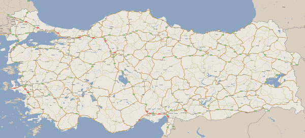 Large detailed roads map of Turkey. Turkey large detailed roads map.