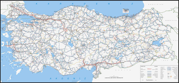 Large scale detailed roads map of Turkey. Turkey large scale detailed roads map.