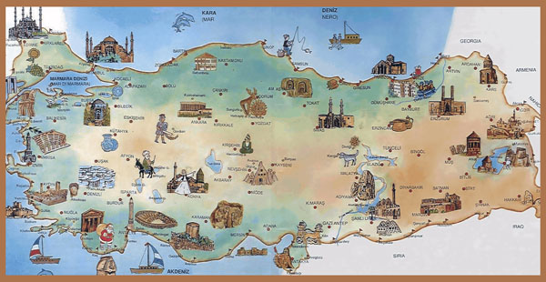 Tourist map of Turkey. Turkey tourist map.