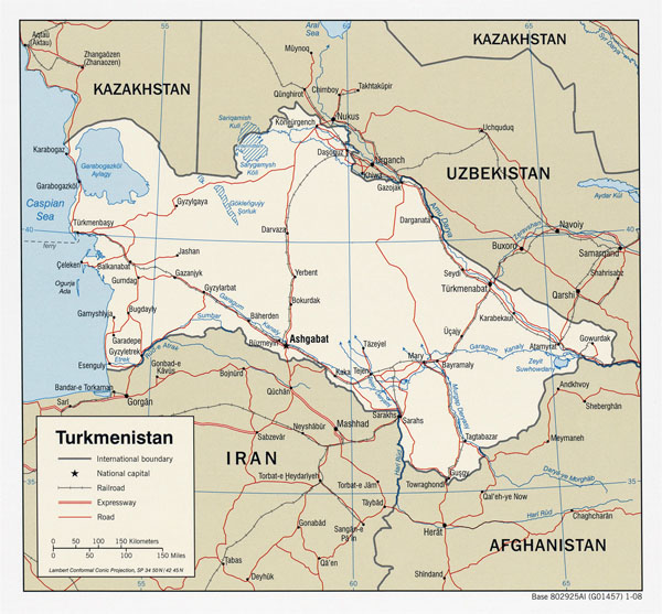 Detailed political map of Turkmenistan.