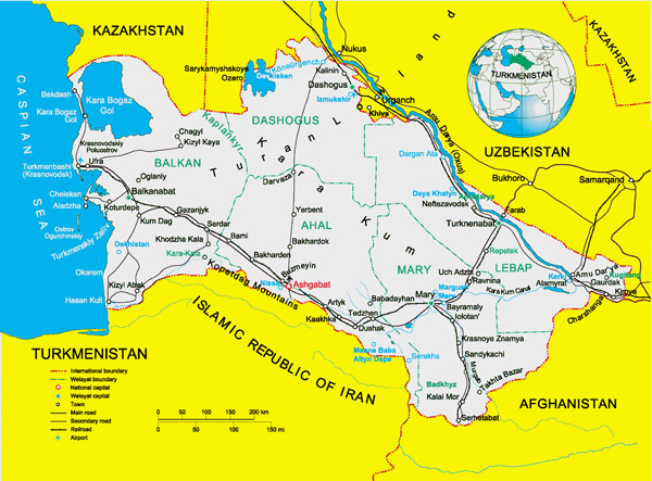 Full political map of Turkmenistan. Turkmenistan full political map.