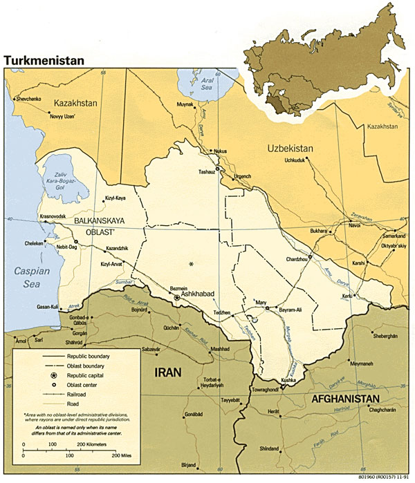 Political map of Turkmenistan. Turkmenistan political map.