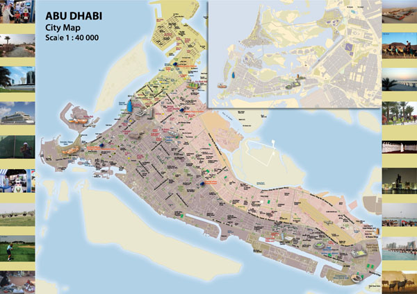 Large detailed map of Abu Dhabi city.