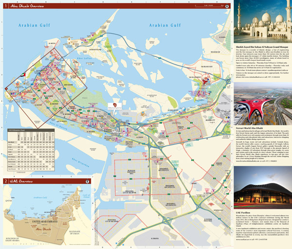 Large scale detailed tourist map of Abu Dhabi city.