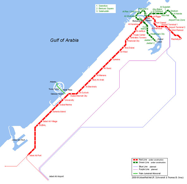 Dubai city metro map. Metro map of Dubai city.