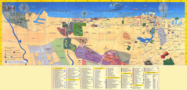 Large detailed hotels map of Dubai city. Dubai city large detailed hotels map.