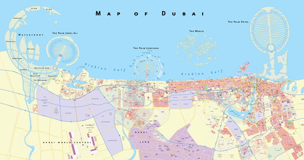 Large detailed road map of Dubai city. Dubai city large detailed road map.