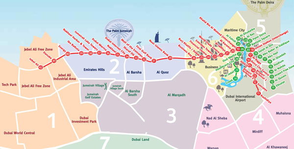 Large metro map of Dubai. Dubai large metro map.