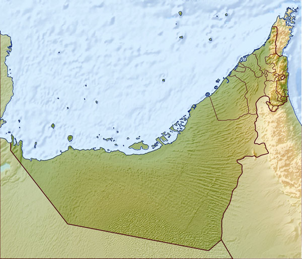 Large relief map of UAE. United Arab Emirates large relief map.