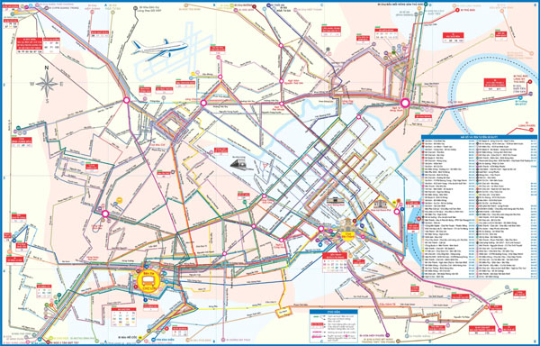 Large detailed city bus map of Ho Chi Minh city.