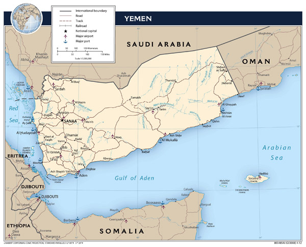 Detailed political map of Yemen. Yemen detailed political map.