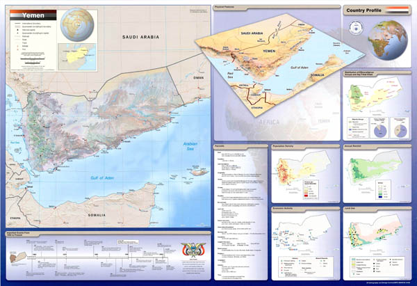 Large detailed country profile map of Yemen - 2002.