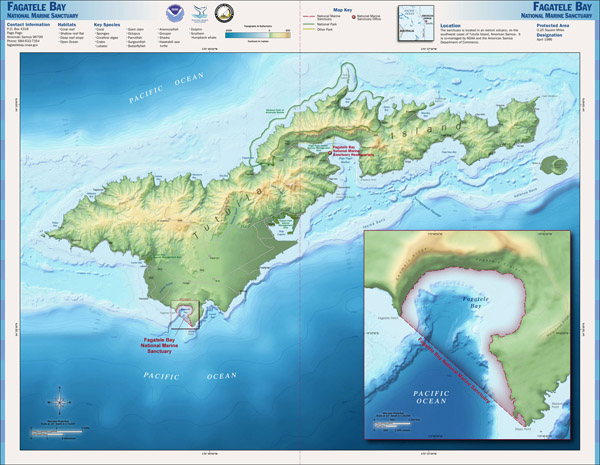 Large detailed relief map of Tutuila Island American Samoa.