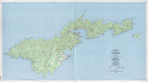 Large detailed topographical map of Tutuila Island American Samoa.