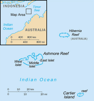 Political map of Ashmore and Cartier islands. Ashmore and Cartier islands political map.