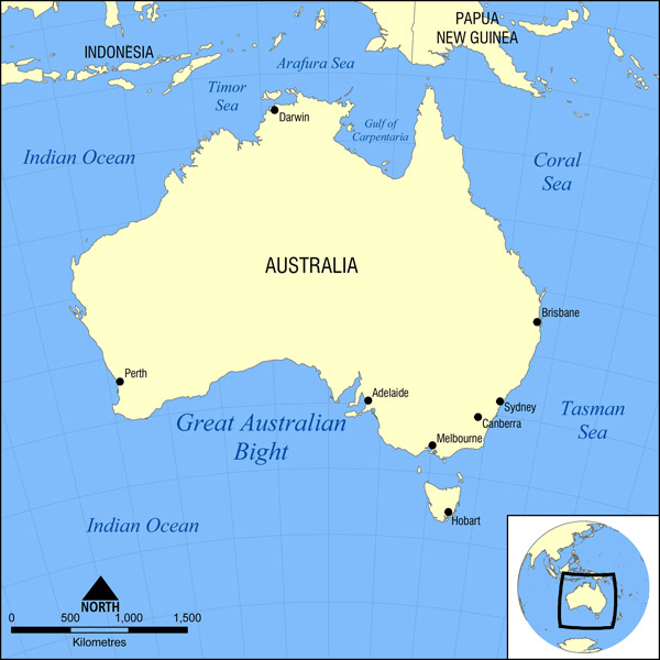 Full political map of Australia. Australia full political map.