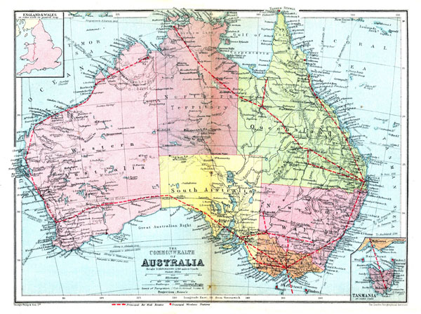 Large detailed road and administrative old map of Australia 1936.